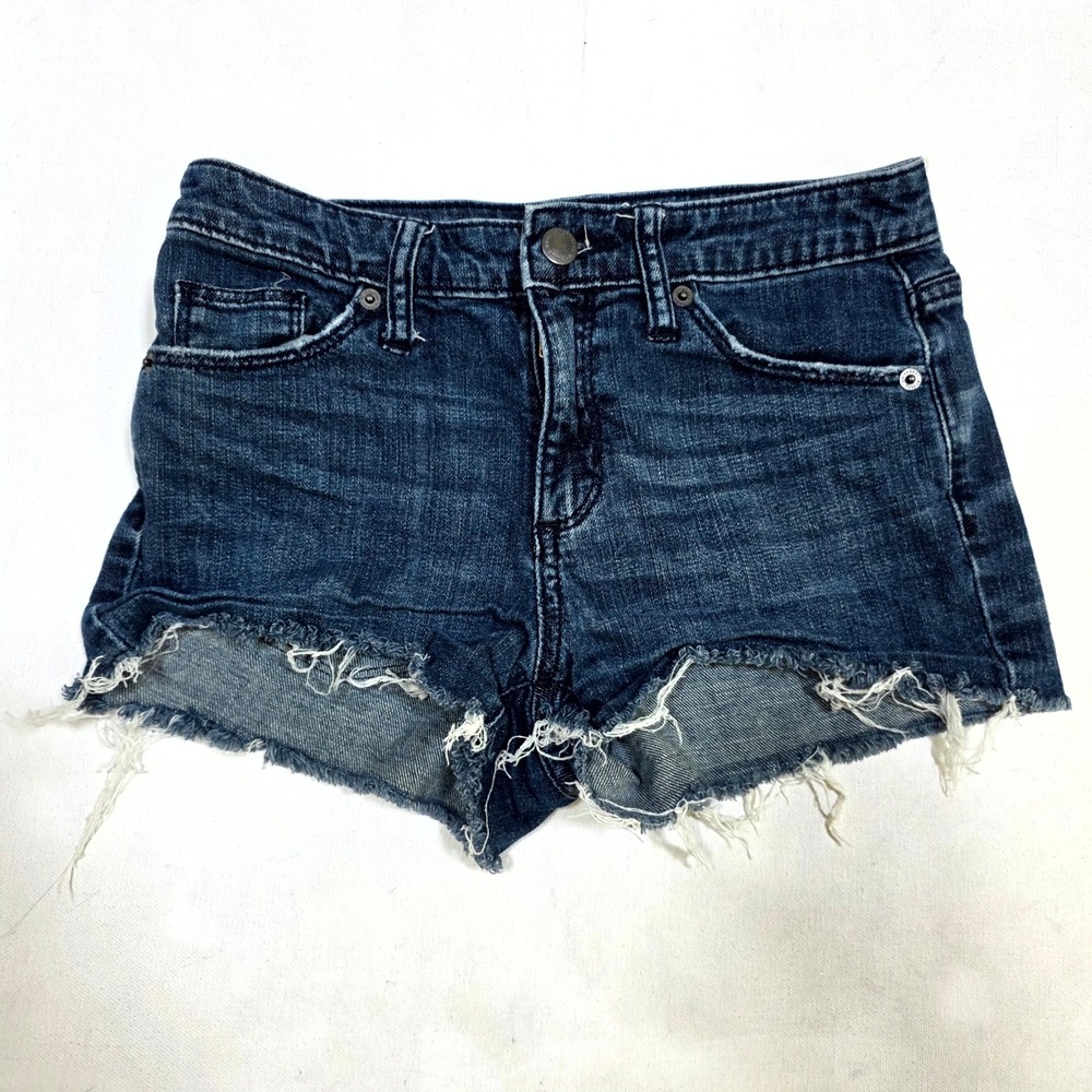 Universal Thread Denim Shorts Women 0/25R Blue High Rise Shortie Raw Hem Cut Off